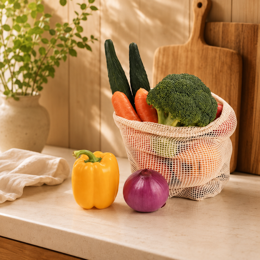 Reusable Cotton Mesh Produce Bags — Set of 3
